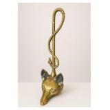 Antique Brass Fox Head Riding Crop Doorstop