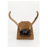 Mounted Deer Antlers on Wood Plaque