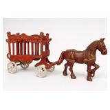 Cast Iron Overland Circus Wagon with Horses