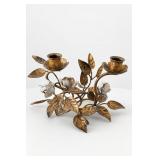Metal Floral Double Candle Holder