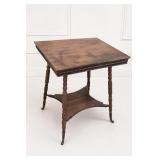 Wood Side Table with Turned Legs