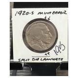 1920-S Buffalo Nickel, Mint Error