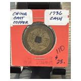 1736 China Cast Copper Cash Coin
