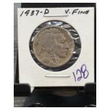 1937-D Buffalo Nickel, Very Fine