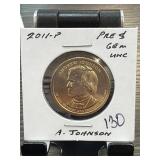 2011-P Andrew Johnson $1 Coin, Gem Unc