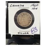 Canada 1960 Silver 10 Cent Coin