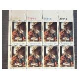 1970 US Christmas Plate Block Stamps