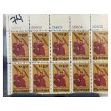 1974 US 10Â¢ Christmas Plate Block Sheet