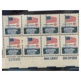 1971 US 8Â¢ Flag Plate Block Stamps Mint NH