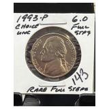 1993-P Jefferson Nickel Full Steps