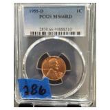 1955-D Lincoln Cent PCGS MS66RD