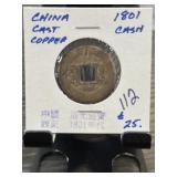 China Cast Copper Cash Coin, 1801