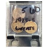 1925-S Lincoln Wheat Cents, Set of 5
