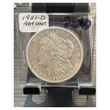 1921-D Morgan Silver Dollar AU/UNC