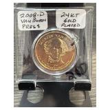 2008-D Martin Van Buren $1 Coin, 24KT Gold Plate