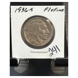 1936-S Buffalo Nickel Fine Grade