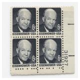 1970 Eisenhower 6Â¢ Plate Block Stamps