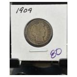 1909 Barber Dime US Silver Coin