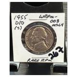 1955-D/D Jefferson Nickel Doubled Die RPM