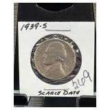 1939-S Jefferson Nickel Scarce Date
