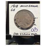 1918 Buffalo Nickel Mint Error