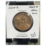 2010-D Lincoln Presidential $1 Coin Uncir.
