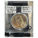 2008-P John Quincy Adams $1 24KT Gold Plated
