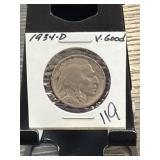 1934-D Buffalo Nickel, Very Good Condition
