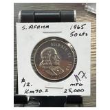 South Africa 1965 50 Cents Silver Coin