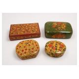 Four Painted Papier-Mï¿½chï¿½ Boxes