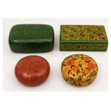 Four Hand-Painted Papier-Mï¿½chï¿½ Boxes