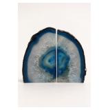 Blue Agate Geode Bookends Pair