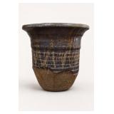 Handmade Stoneware Cup with Drip Glaze and Mark