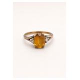 10k Gold Ring with Yellow Sapphire, Size 6.5 2.4g
