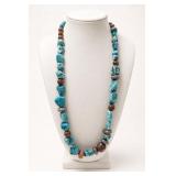 26in Turquoise and Brown Bead Necklace