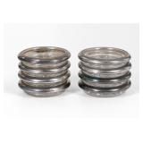8 Silverplate Glass Coasters