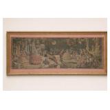 1920s Framed Jacquard Tapestry Scene