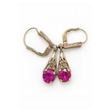 10k Gold Drop Earrings with Ruby Stones