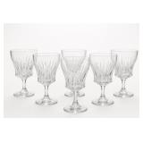 6 Clear Cut Glass Wine Glasses