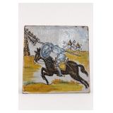 Glazed Ceramic Tile Knight on Horseback