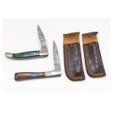 Damascus Blade Pocket Knives with She
