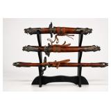 3 Decorative Swords with Stand