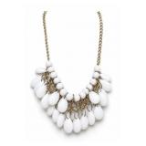 White Teardrop Beaded Statement Necklace