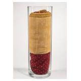Glass Vase With Rolled Textiles