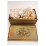 Decorative Wooden Box with Lace and Textiles