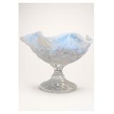 Fenton White Opalescent Water Lily Compote