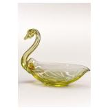 Duncan & Miller Sylvan Yellow Glass Swan Dish