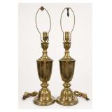 Brass Table Lamps with Engraved Asian Motif