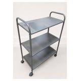 Gray Metal Three-Tier Utility Cart on Wheels