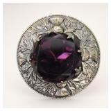 Scottish Thistle Pin With Amethyst Glass